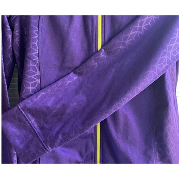 Under Armour Loose Girls Full Zip Jacket Purple Green Ruched XL Geometric Logo - Picture 5 of 12